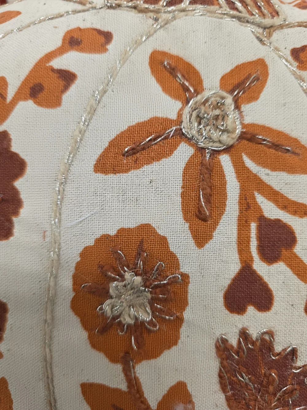 Magaschoni Floral Embroidered Pumpkin Accent Pillow-NWT
